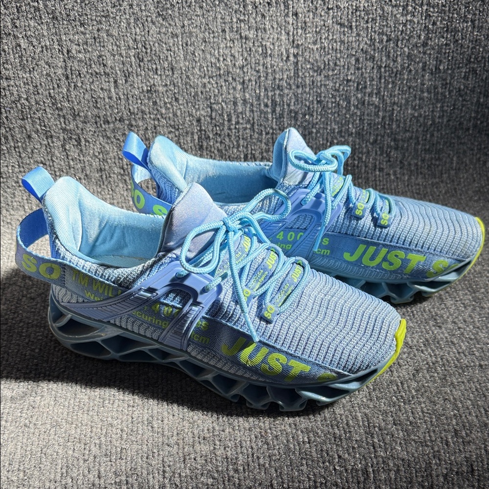 Just SO SO Blue and Florescent Green Women's Sneakers Size 39 US 8.5